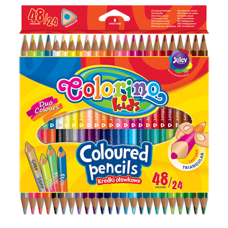 Цветные карандаши COLORINO Kids Треугольные двухсторонние 48 цветов 24 карандаша