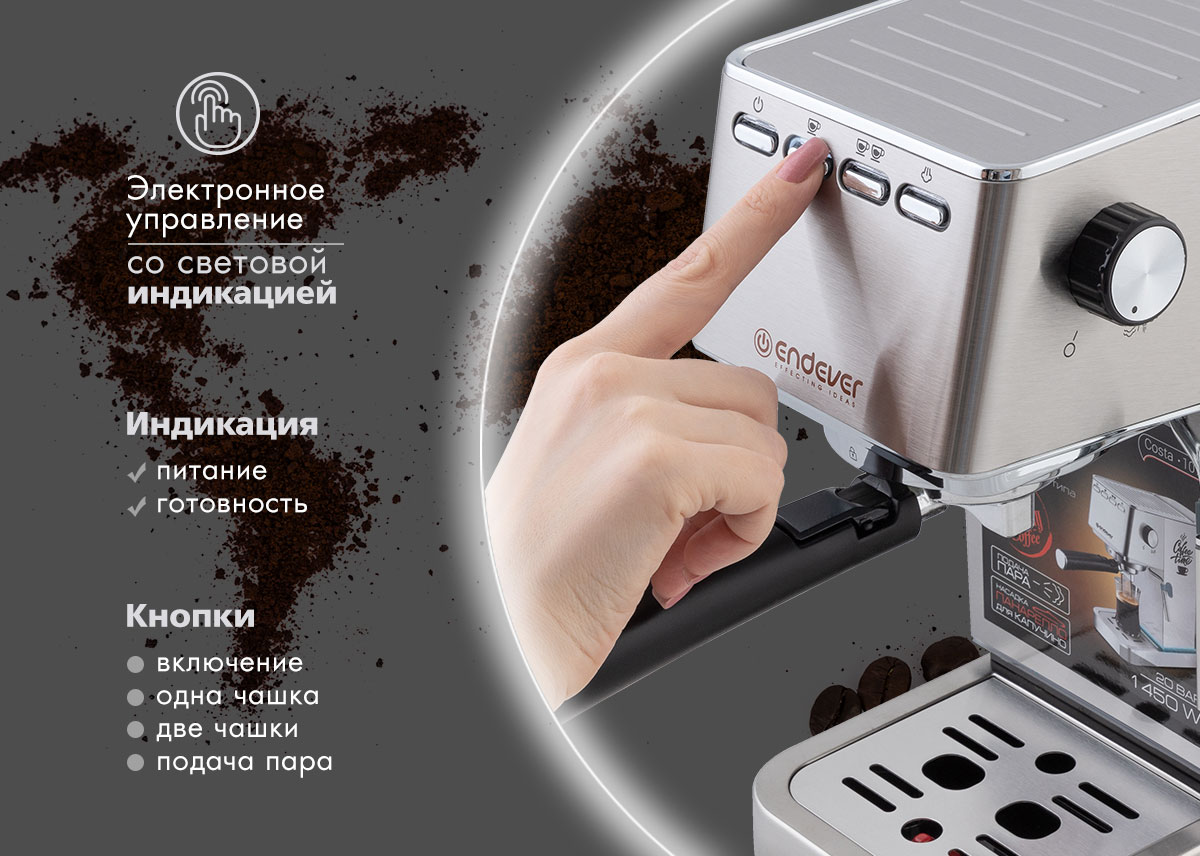 Кофеварка рожковая endever costa 1095 1000