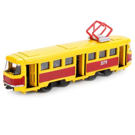 Набор Технопарк Трамвай инерционный с остановкой и аксессуарами 245735