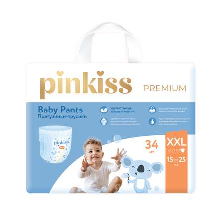 Premium Подгузники-трусики XXL Pinkiss 15-25 кг 34 шт.