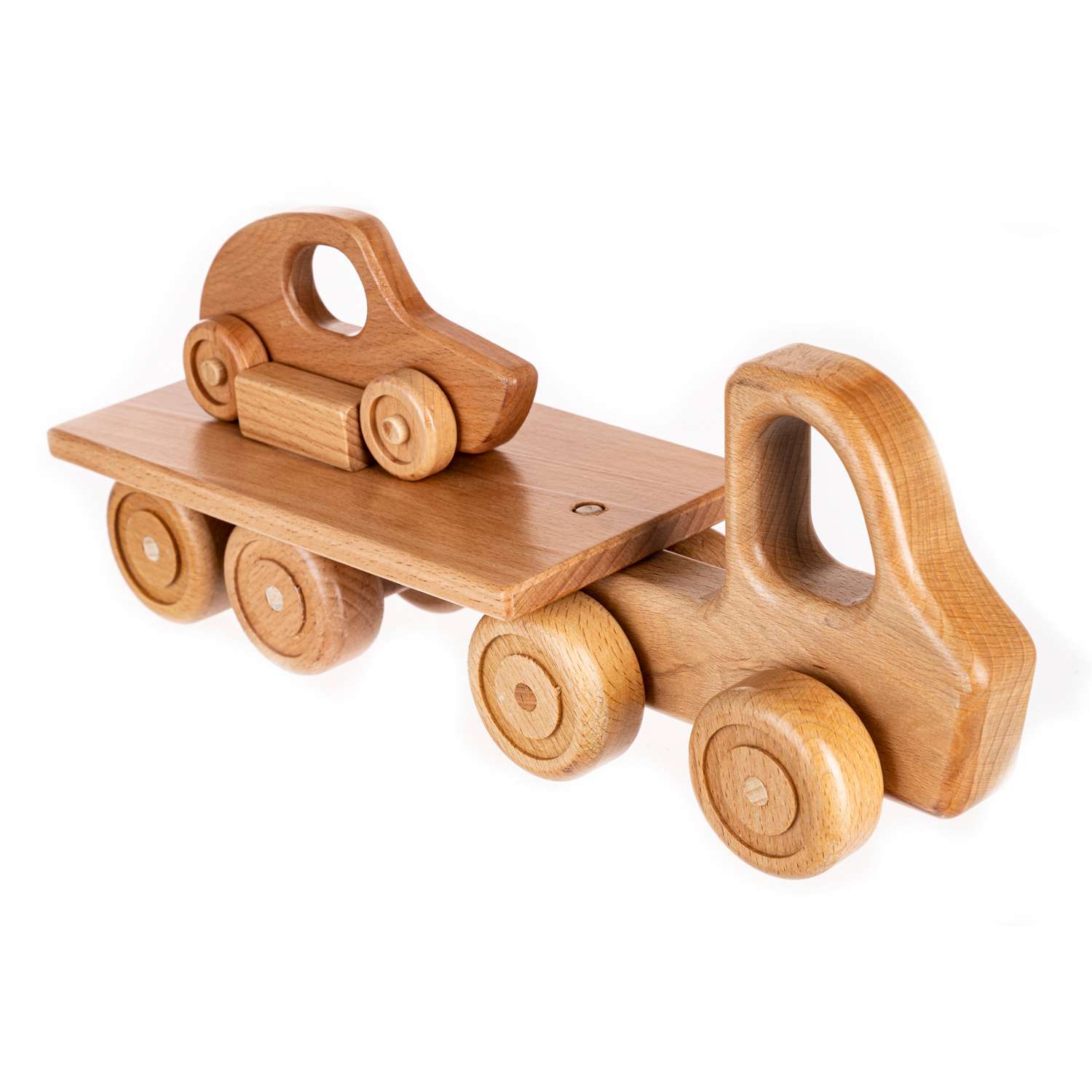 Игрушка деревянная ЯиГрушка Тягач с полуприцепом Автовоз. ЯиГ-142 ЯиГ-142 - фото 1