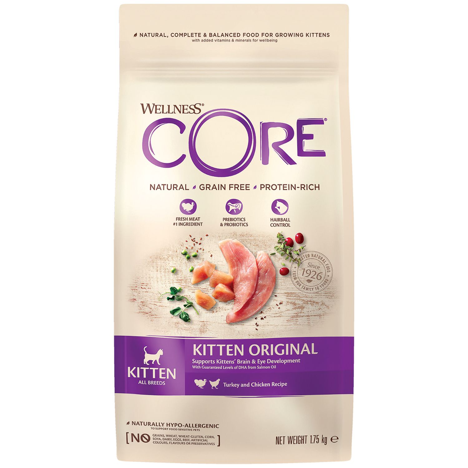 Сухой корм для кошек Wellness CORE 1.75 кг индейка, лосось (для домашних, полнорационный) - фото 1