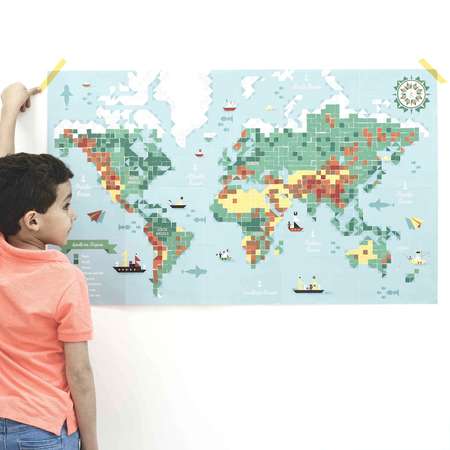Постер из наклеек Poppik Карта мира