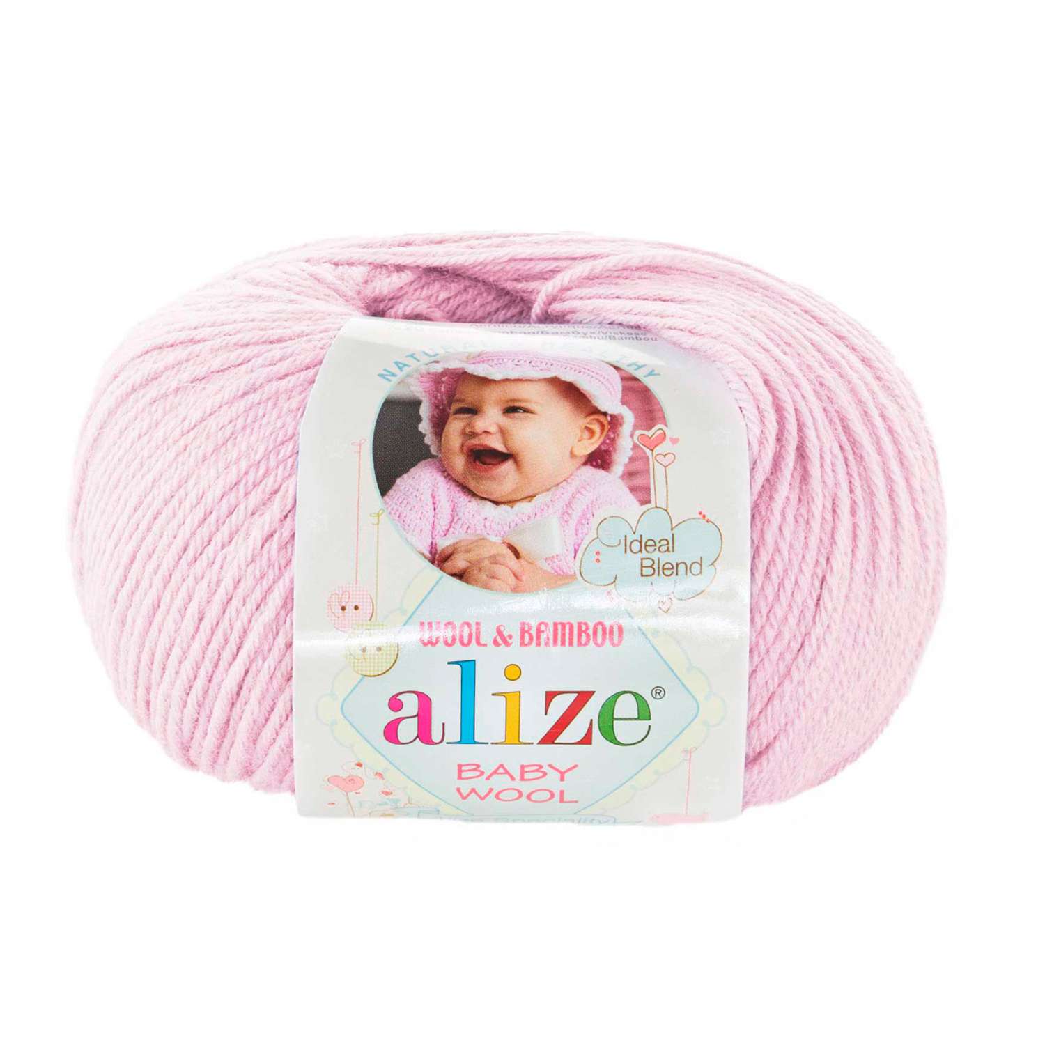 Пряжа для вязания Alize baby wool бамбук шерсть акрил мягкая 50 гр 175 м 275 сиреневая пудра 10 мотков - фото 3