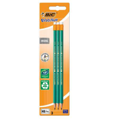 Карандаш чернографитовый Bic Evolution 3шт 948394