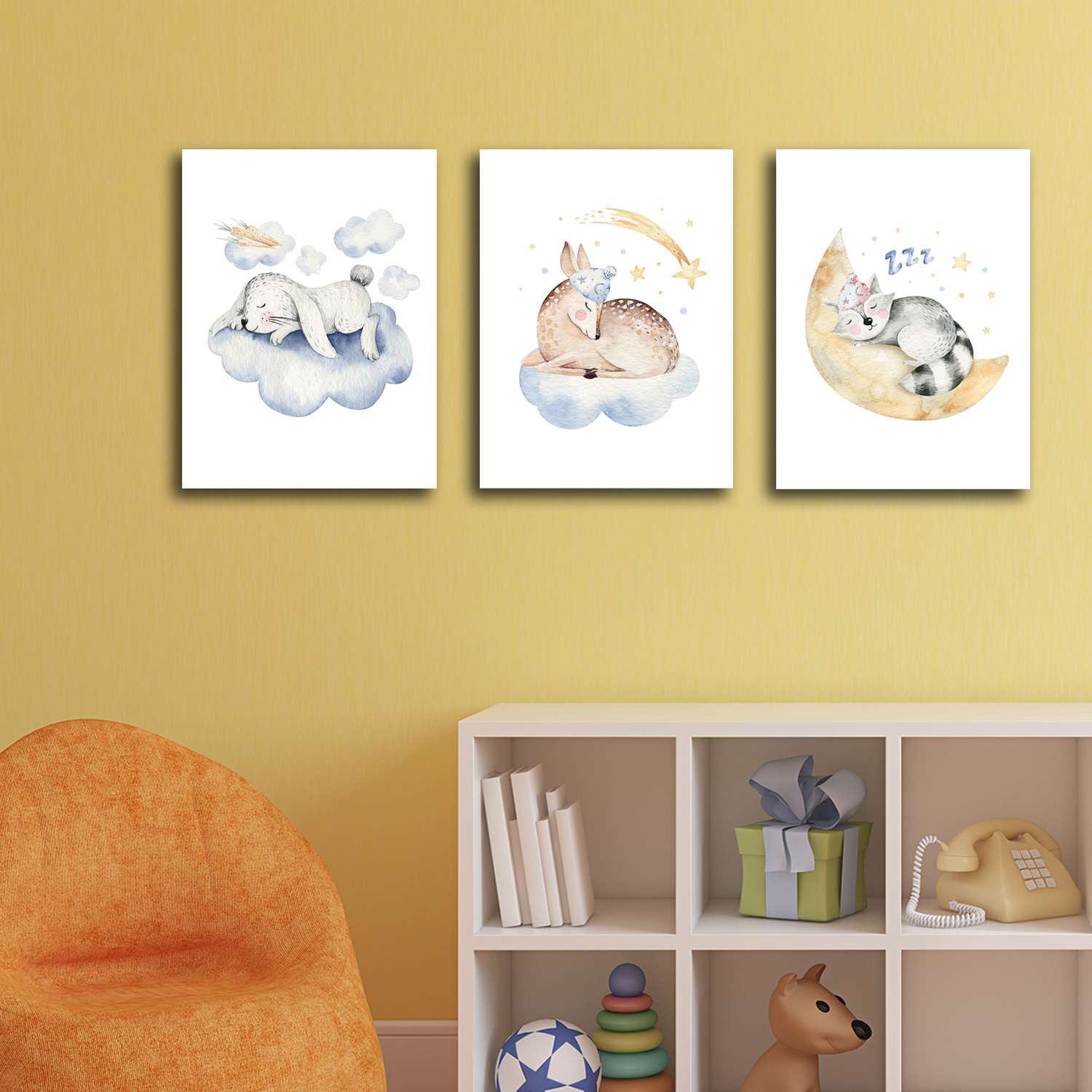 Комплект картин на холсте LOFTime Зайка олененок котенок сплюшки 30*40 - фото 2