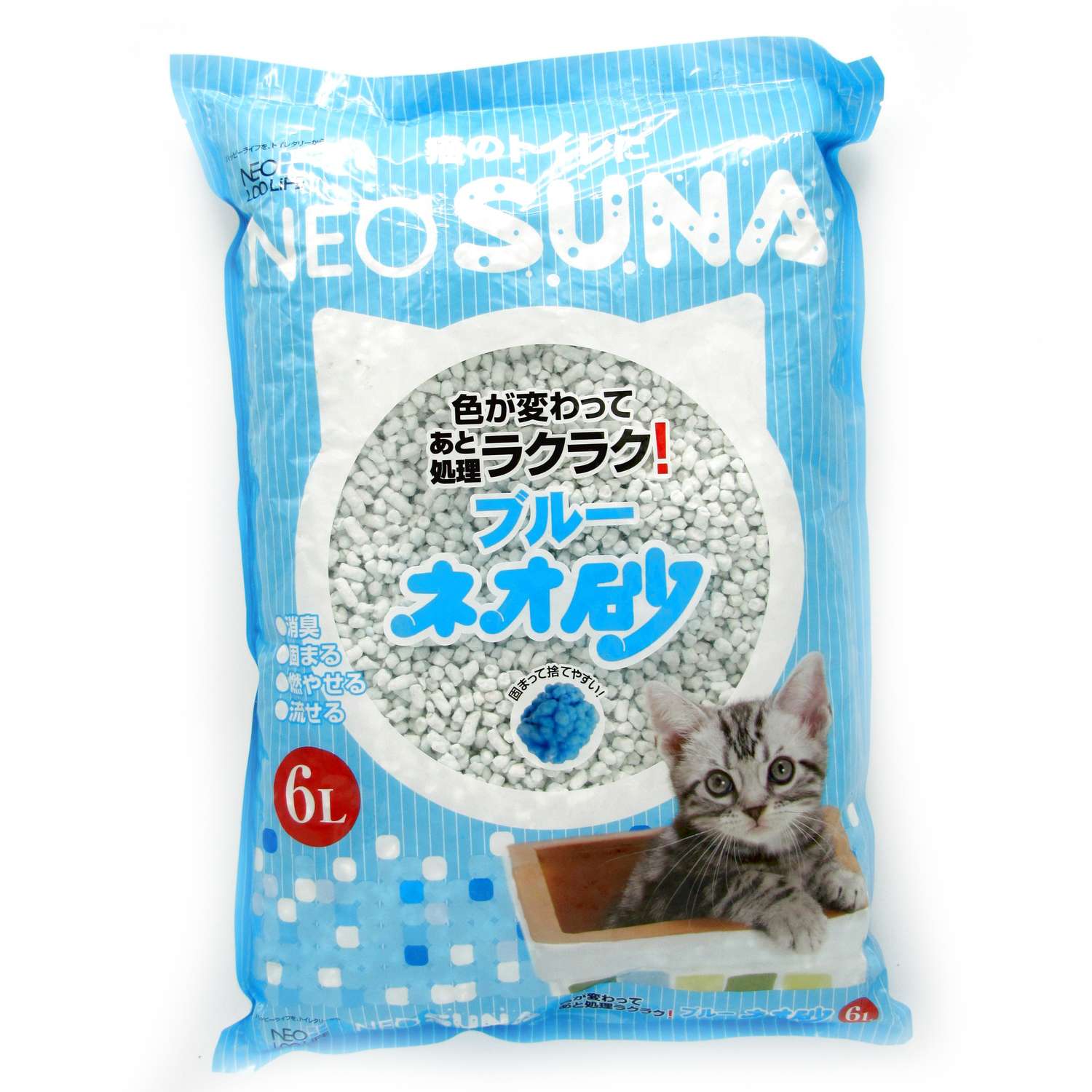 Наполнитель для кошек Kocho Neo Suna комкующийся бумажный с голубым индикатором 6л - фото 1