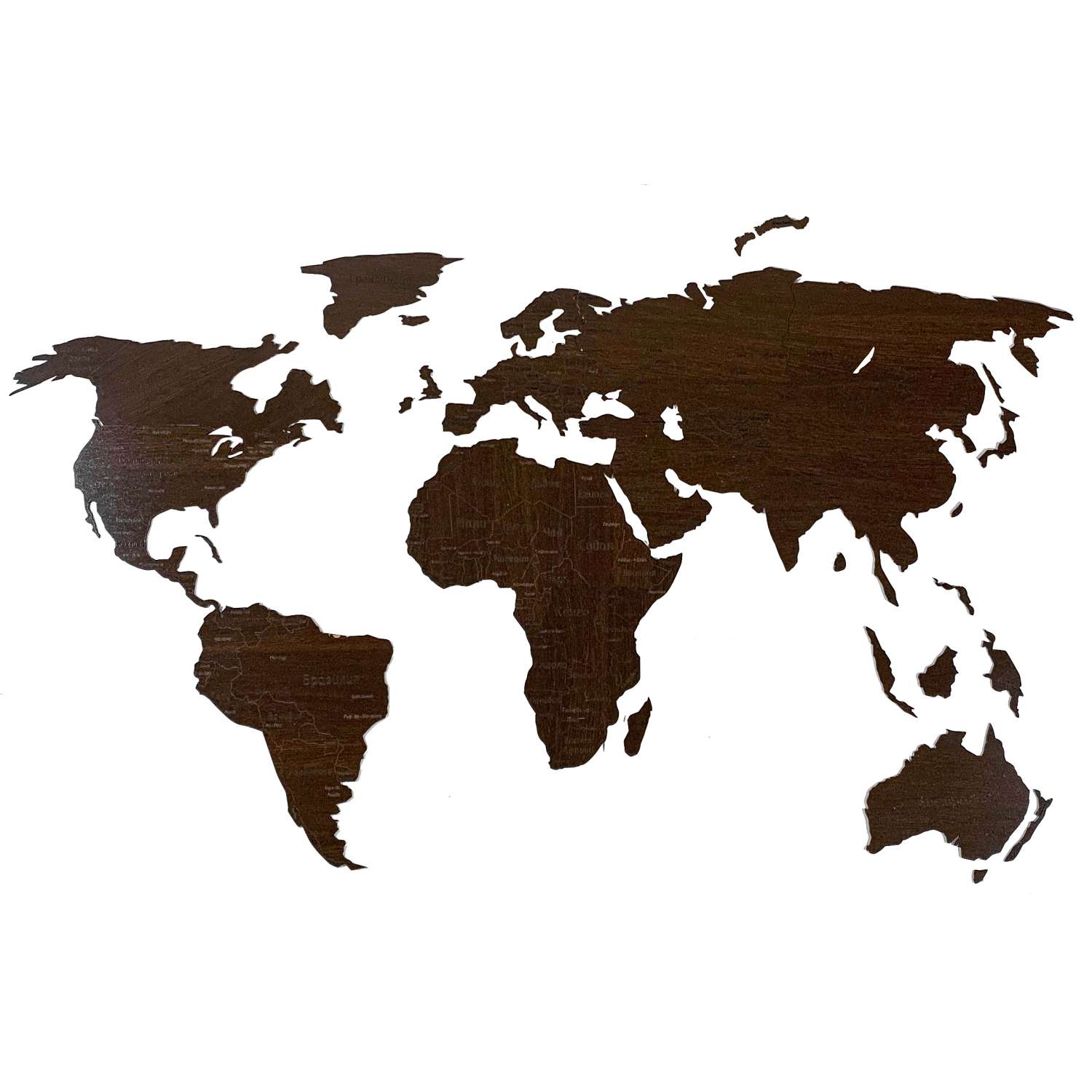 Карта мира настенная Afi Design деревянная с гравировкой 150х80 см Countries Rus венге - фото 1