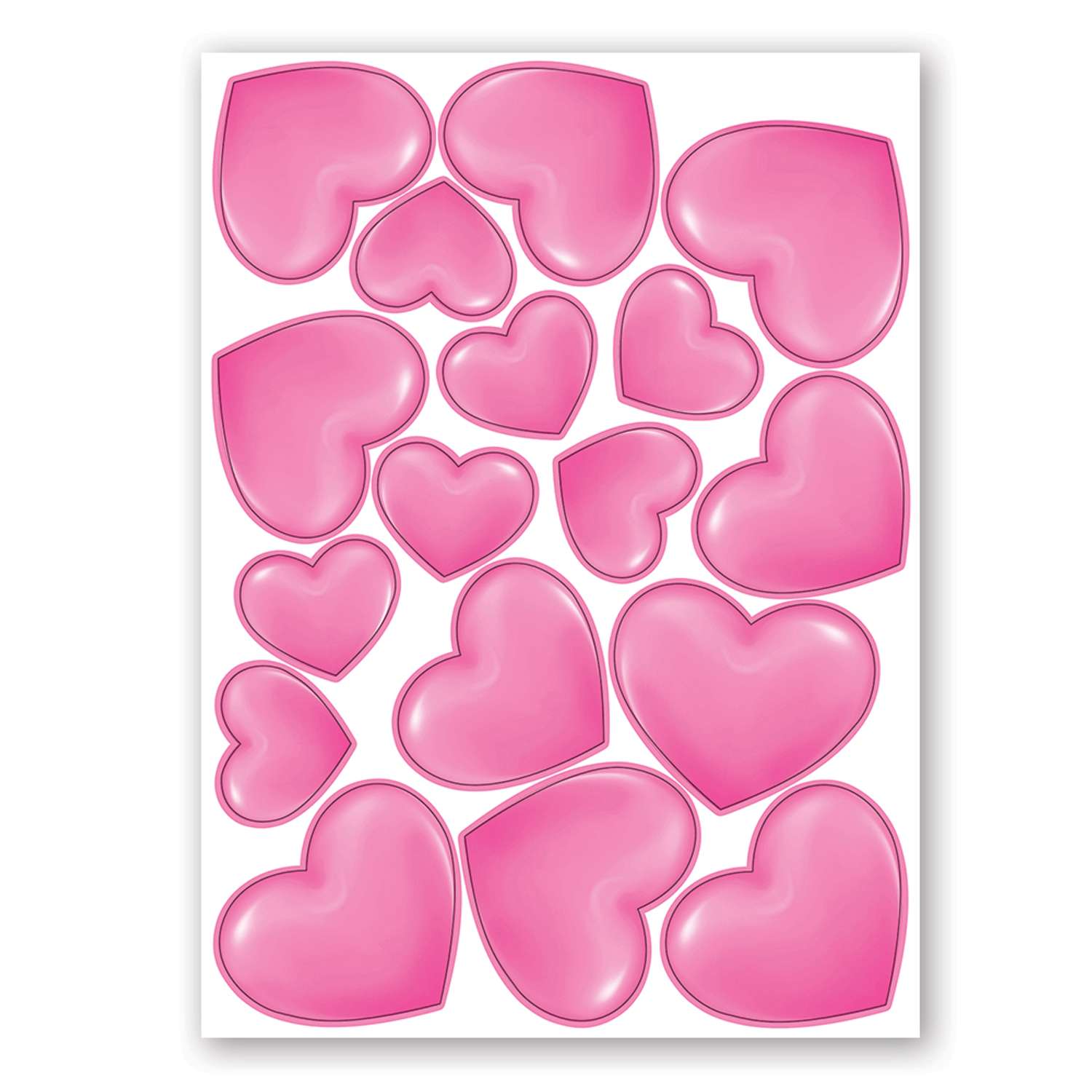 Наклейка оформительская Праздник Сердца розовые - фото 1