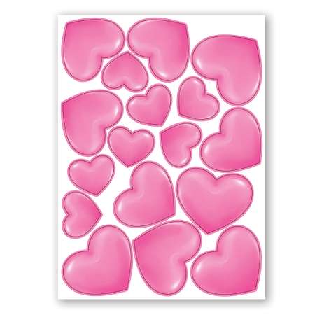 Наклейка оформительская Праздник Сердца розовые