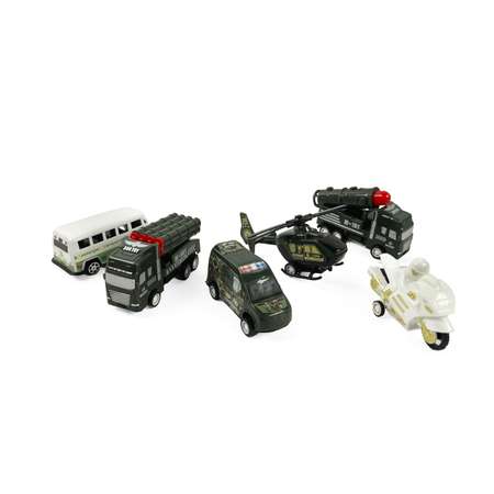 Игровой набор транспорт SHARKTOYS Военная техника 5 инерционных машинок дорожные знаки