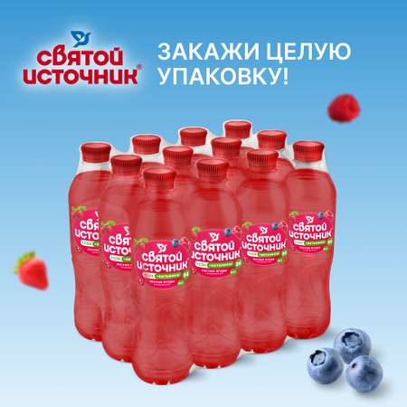 Напиток безалкогольный Святой Источник Вода + Сок со вкусом лесных ягод газированный 0.50л ПЭТ