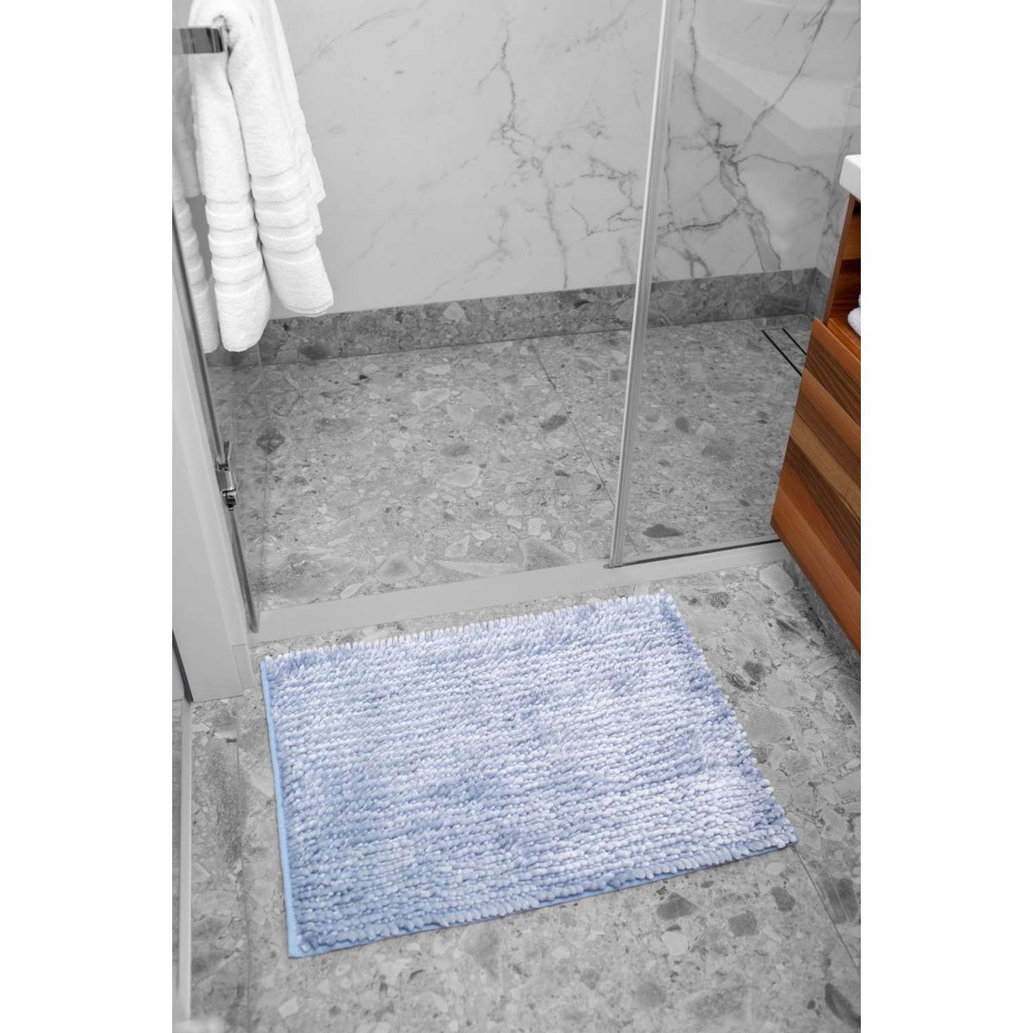 Коврик для ванной Arya Home Collection противоскользящий 50x70 Senfoni Голубой - фото 1