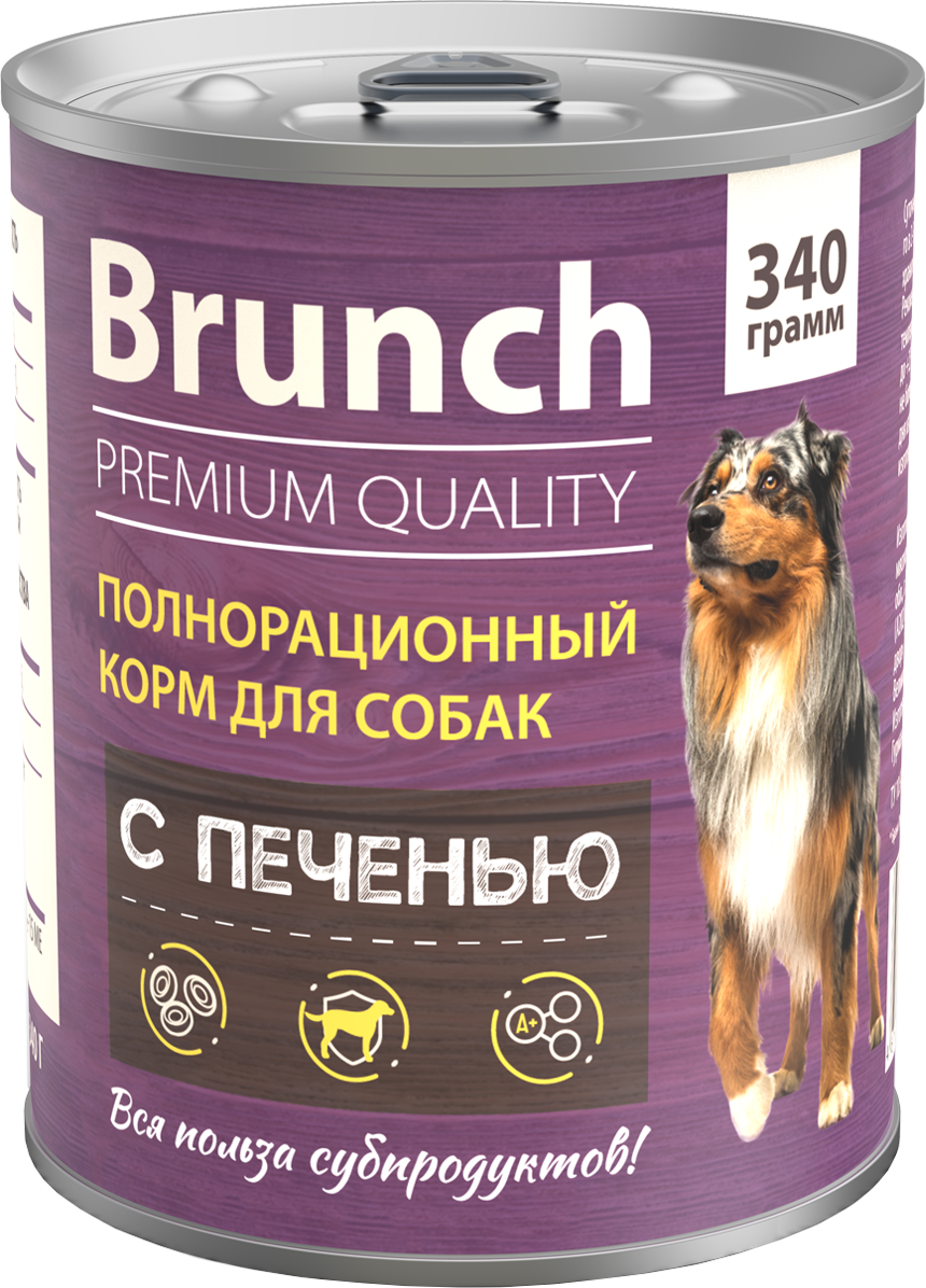 Корм для собак Brunch влажный полнорационный с печенью 340г - фото 1