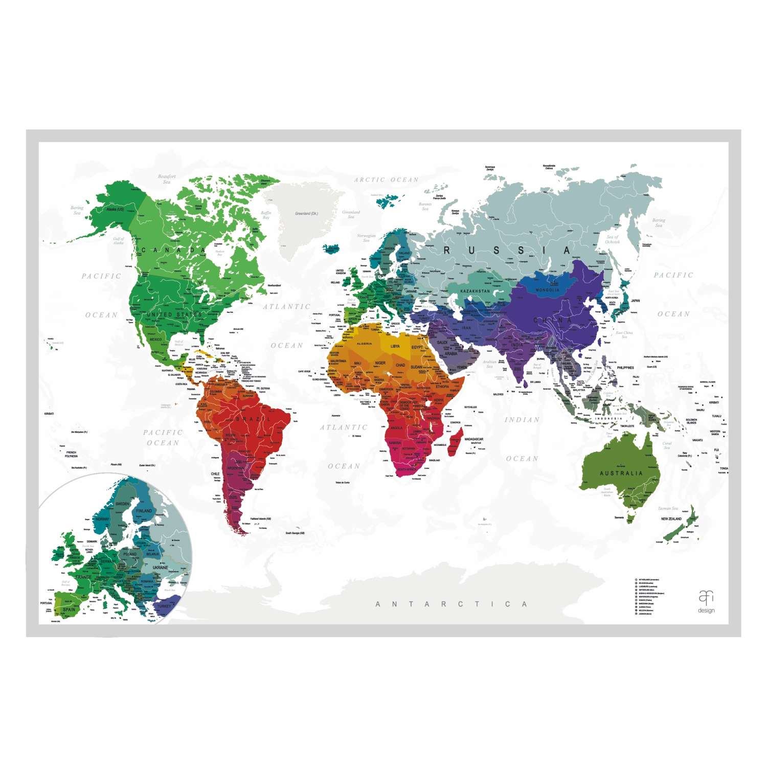 Скретч-карта мира Afi Design Silver A1 - 84 х 60 см - фото 2