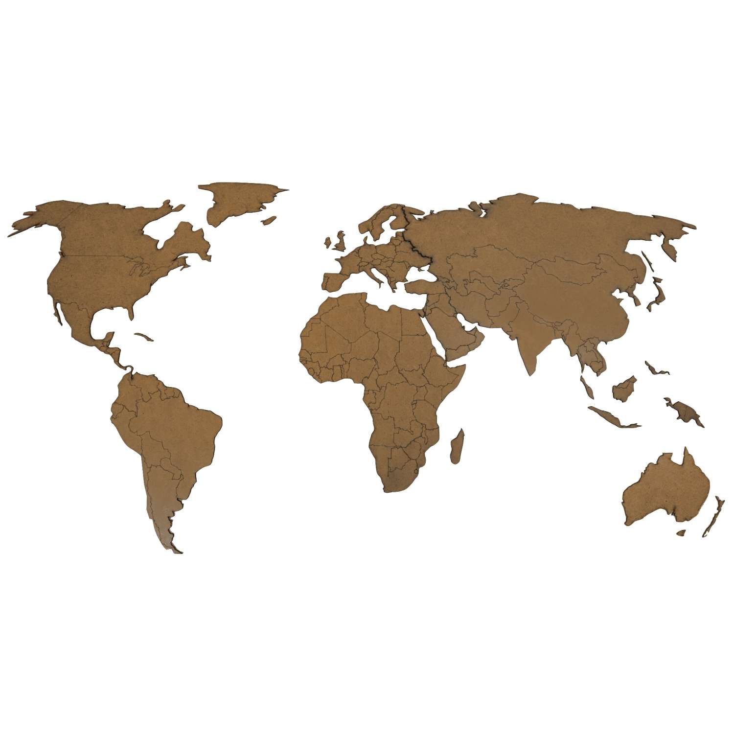 Карта мира настенная Afi Design деревянная 80х40 см коричневая - фото 1