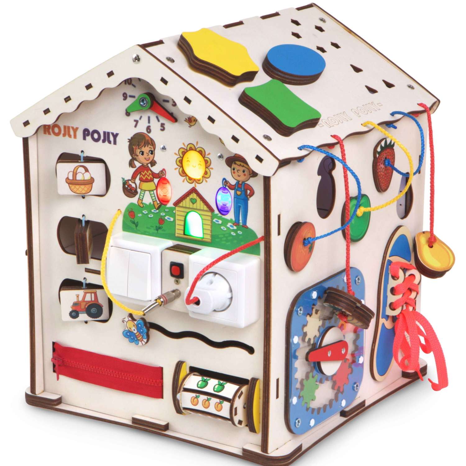 Бизиборд Jolly Kids Развивающий домик со светом «Ферма» - фото 1