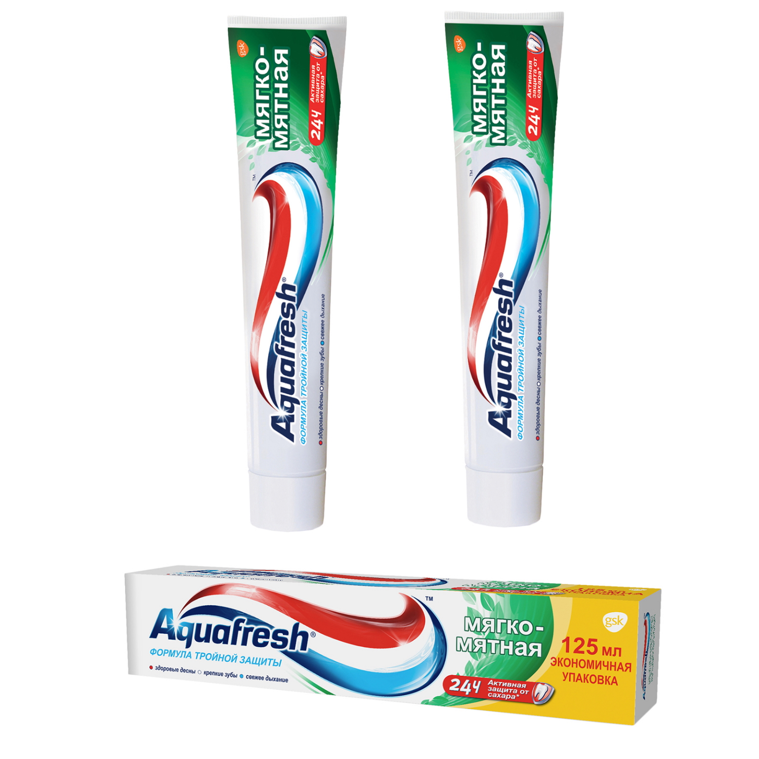 Зубная паста Aquafresh мягко-мятная 3+ 125 мл 2 штуки - фото 2