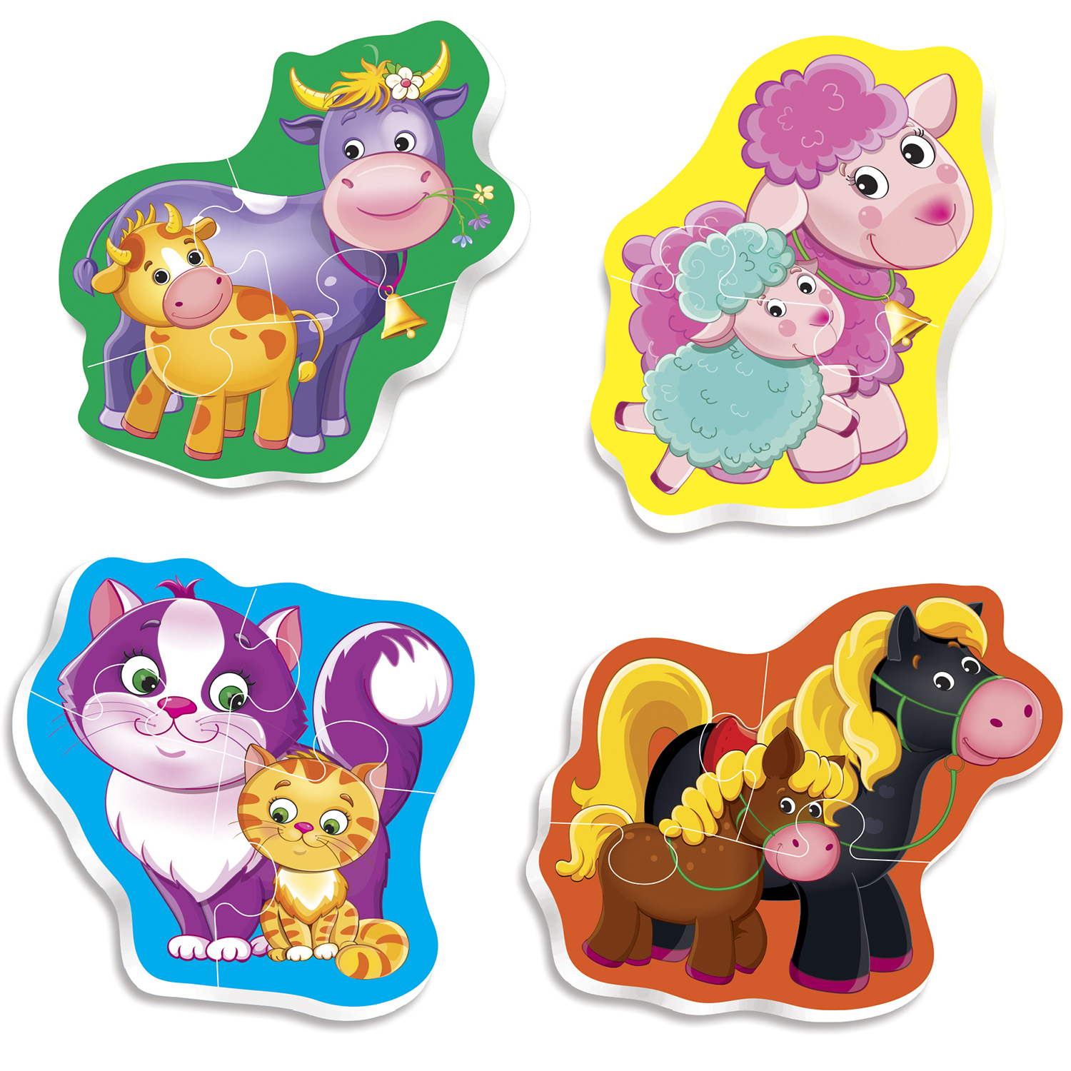 Пазл Vladi Toys мягкие Baby Puzzle Мама и малыш 4 картинки - фото 1