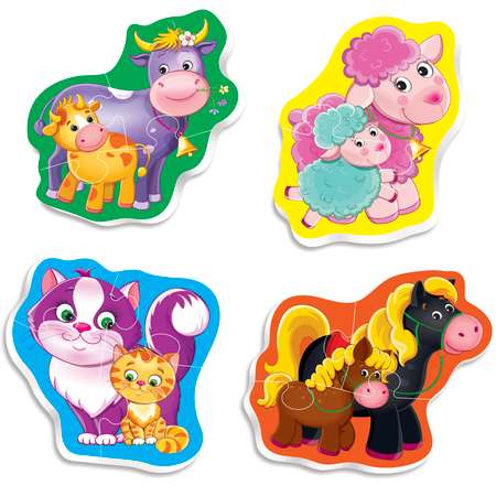 Пазл Vladi Toys мягкие Baby Puzzle Мама и малыш 4 картинки