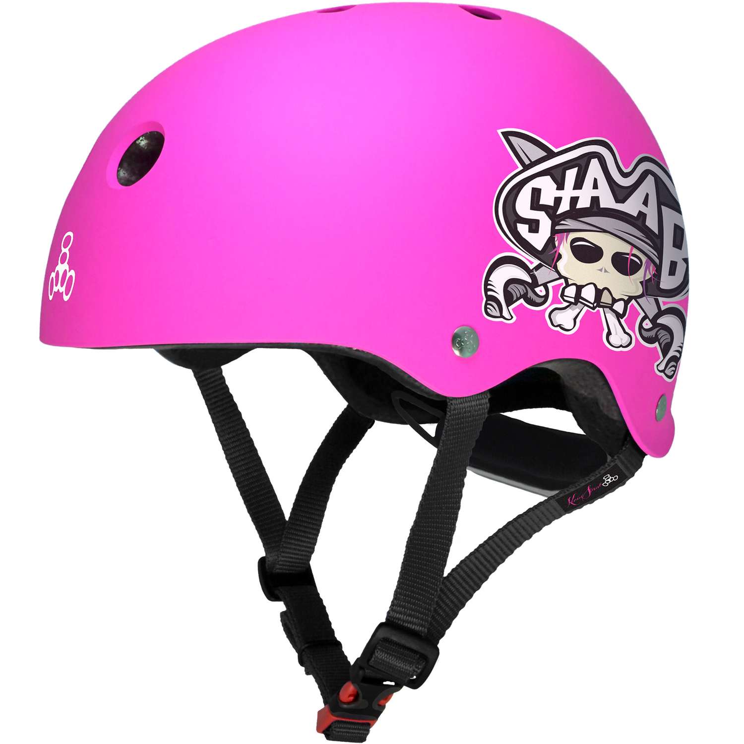 Шлем защитный спортивный Triple Eight Lil 8 Staab Neon Pink (розовый) / размер М 5+ / регулировка размера 46-52 см. / для детей - фото 1