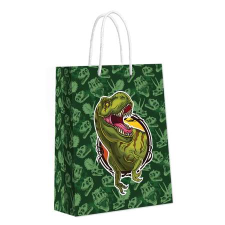 Пакет подарочный ND Play Динозавр на зеленом паттерне 33*40*15 см