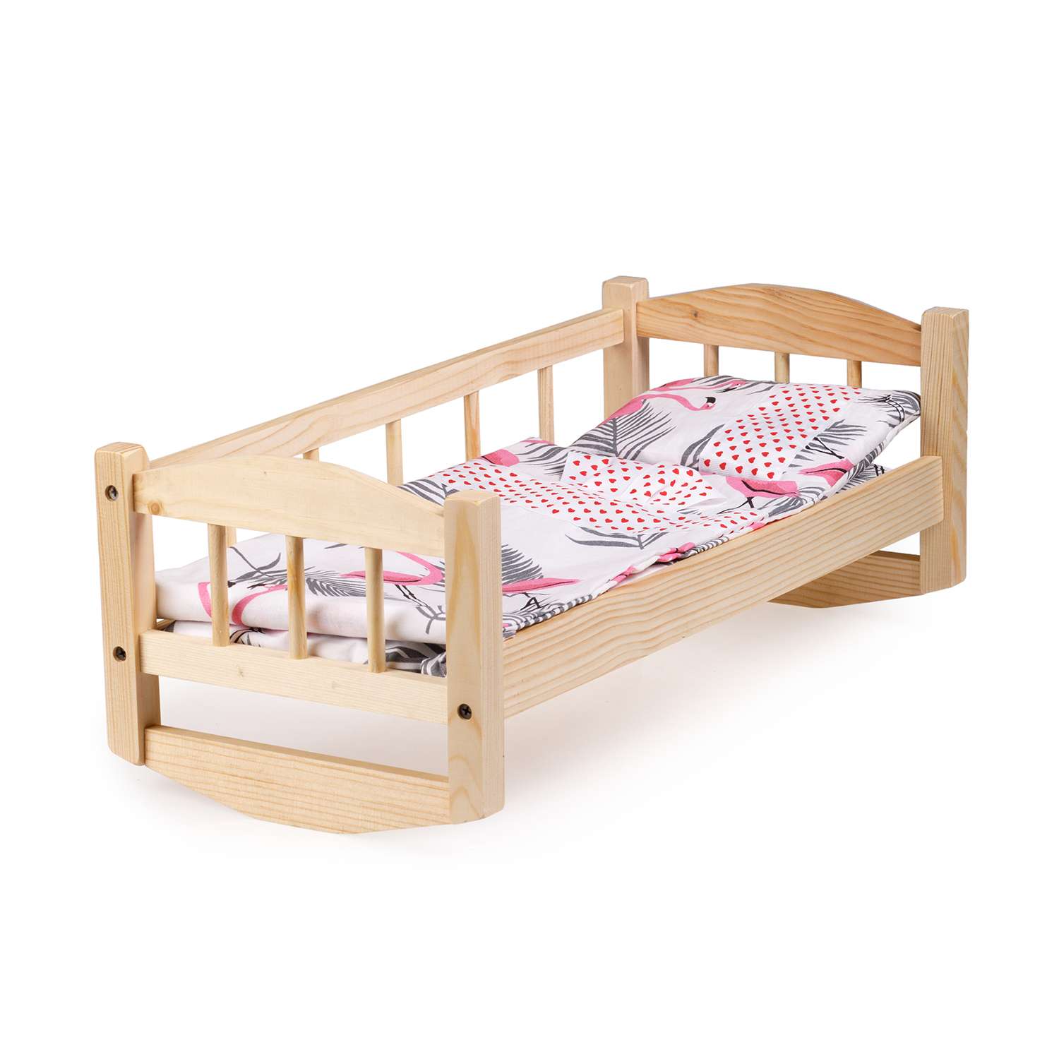 Кроватка для кукол Тутси с одним бортиком светлая деревянная 1-308-2021 - фото 1