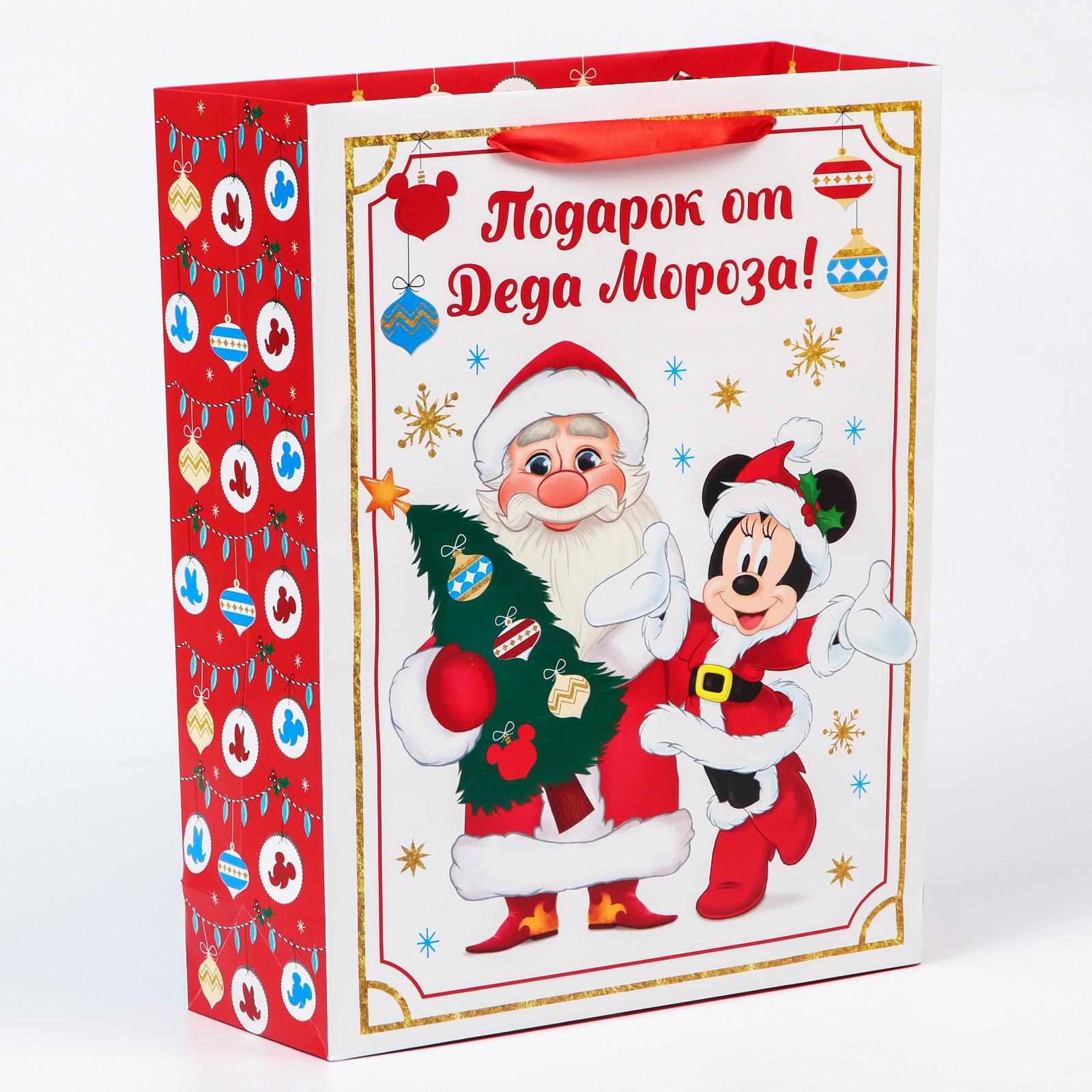 Пакет Disney ламинат вертикальный «Подарок от Деда Мороза» Микки Маус и друзья. 31х40х11.5 - фото 1