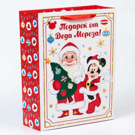 Пакет Disney ламинат вертикальный «Подарок от Деда Мороза» Микки Маус и друзья. 31х40х11.5