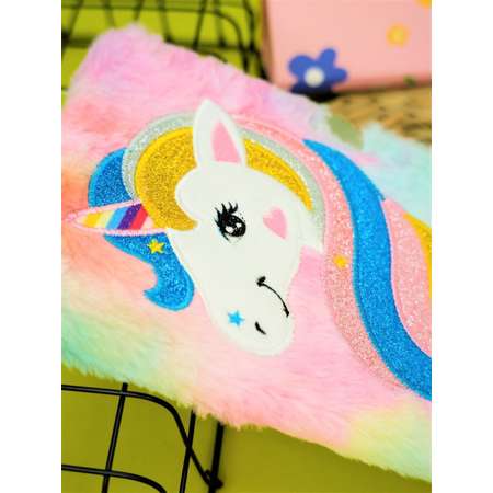 Блокнот плюшевый iLikeGift Unicorn head colorful