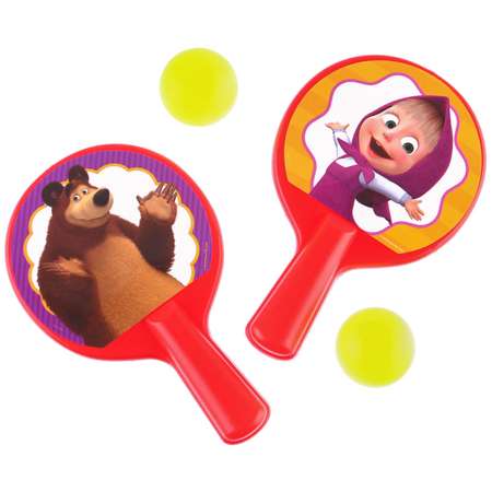 Набор игровой Sima-Land ракетки 8×12 см и два мячика Маша и медведь