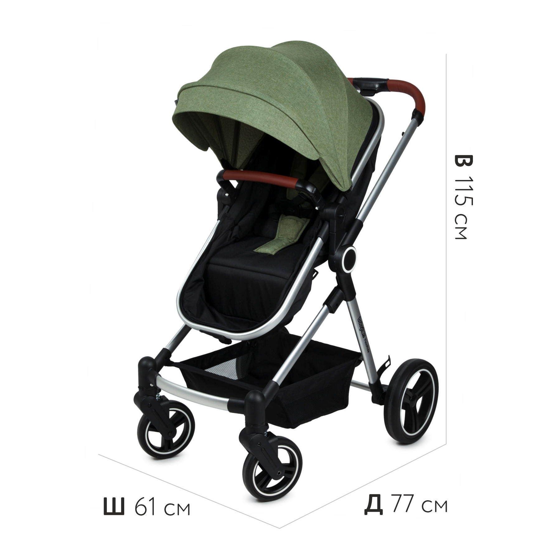 Коляска 3в1 Babyton FlexiRide Black-Green - фото 5