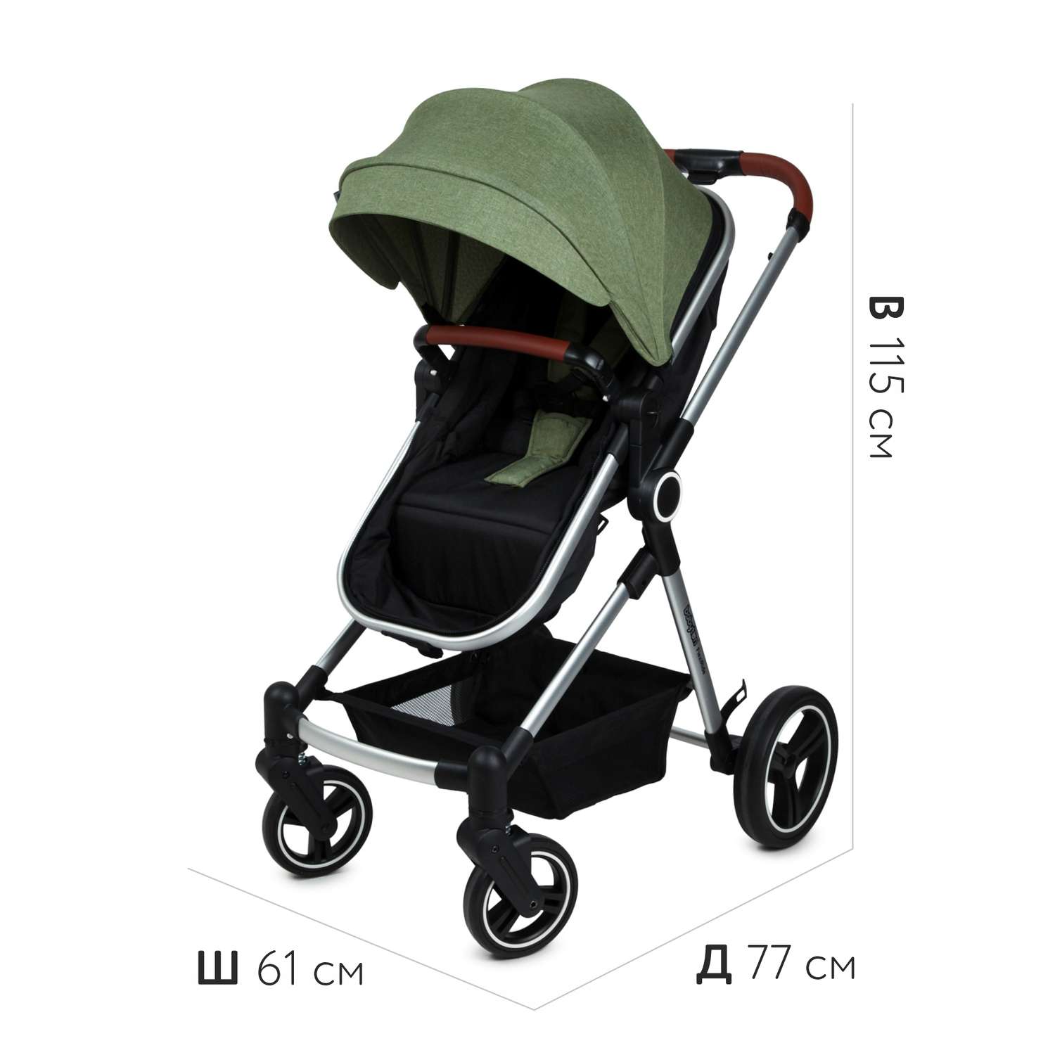 Коляска 3в1 Babyton Flexi Ride Black-Green - фото 5