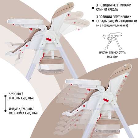 Стул-шезлонг для кормления Nuovita Tutela с перфорацией Кофе с молоком