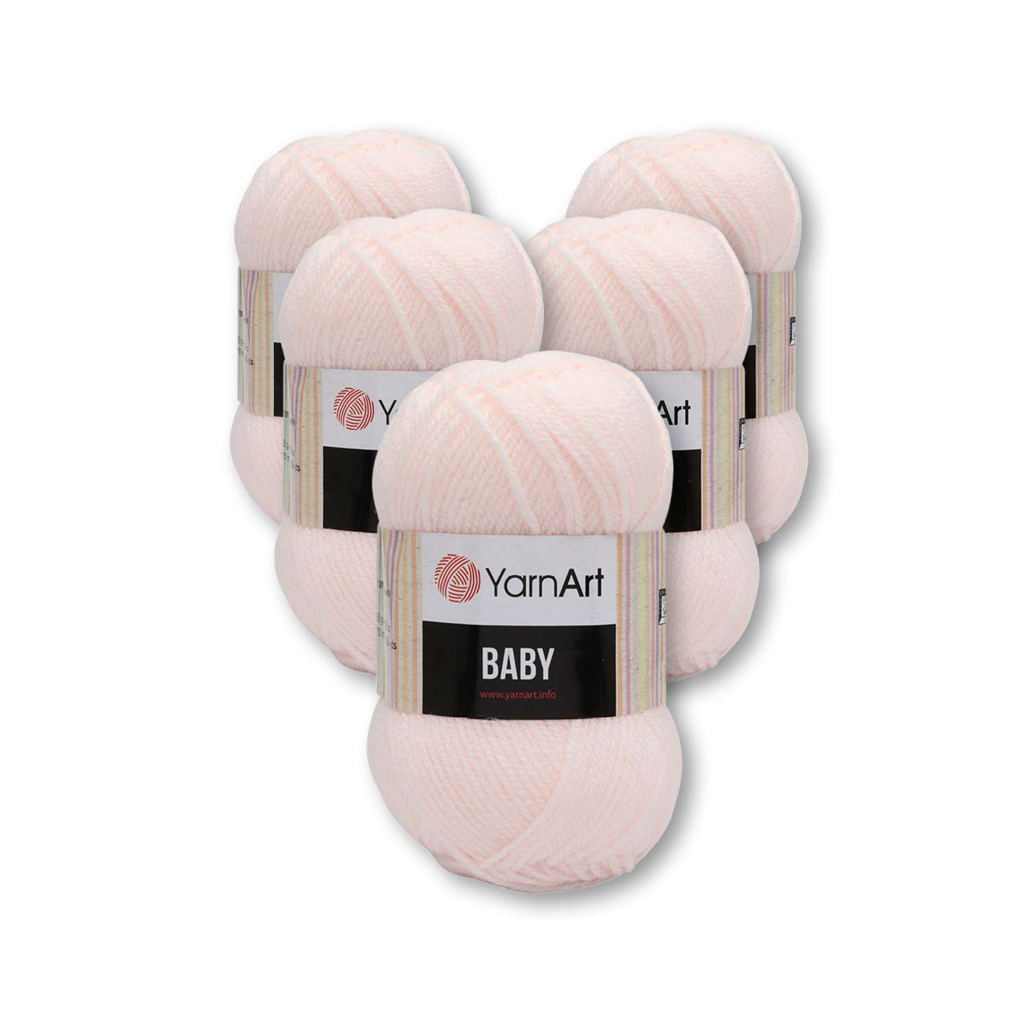 Пряжа для вязания YarnArt Baby 50 гр 150 м акрил мягкая детская 5 мотков 853 бледно-розовый - фото 6