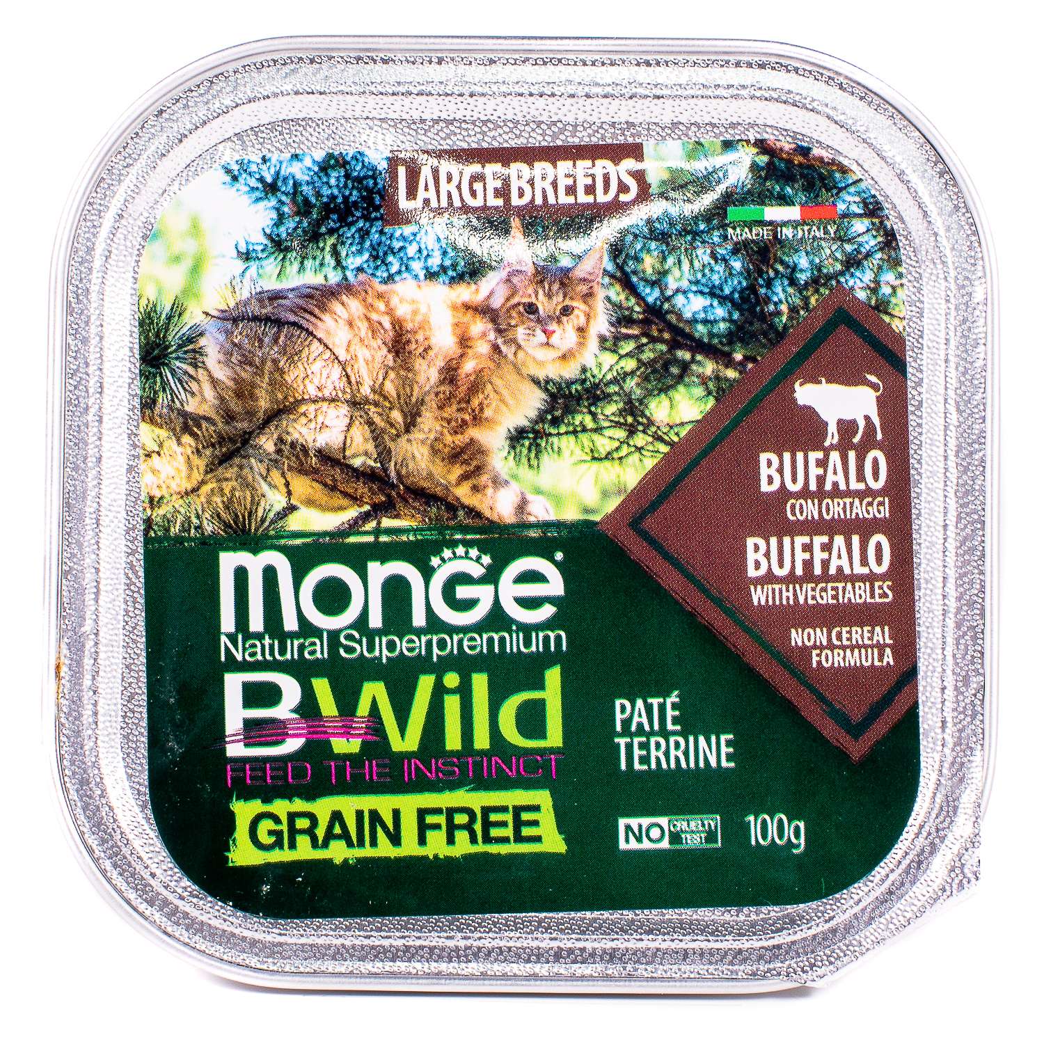 Корм для кошек MONGE BWild Grain free крупных пород из буйвола с овощами консервированный 100г - фото 2