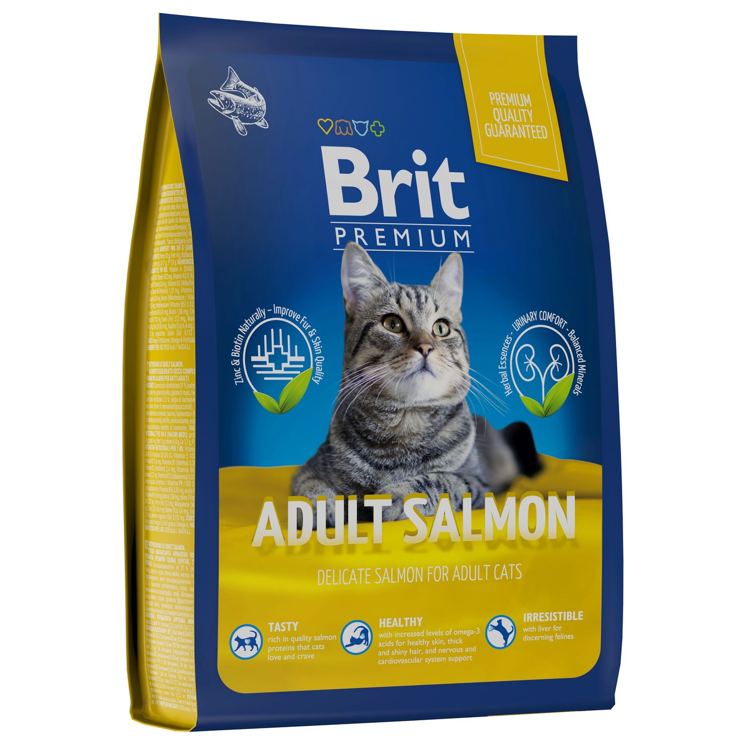 Корм для кошек Brit 2кг Premium Cat Adult Salmon с лососем сухой купить по  цене 1174 ₽ с доставкой в Москве и России, отзывы, фото