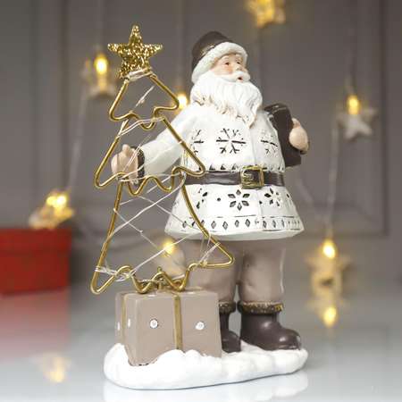 Сувенир Luazon полистоун свет «Дед Мороз в перламутр. кафтане у ёлочки - снежинки» 22 5х9 5х16 см