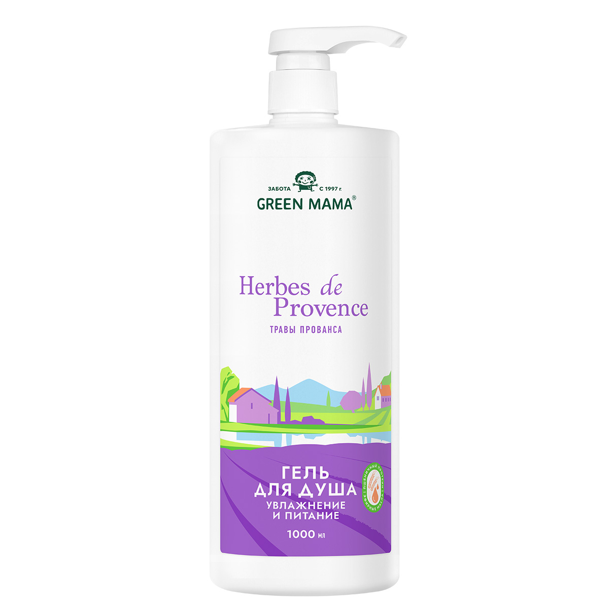 Гель herbes de provence для душа Green Mama увлажнение и питание 1000 мл - фото 1