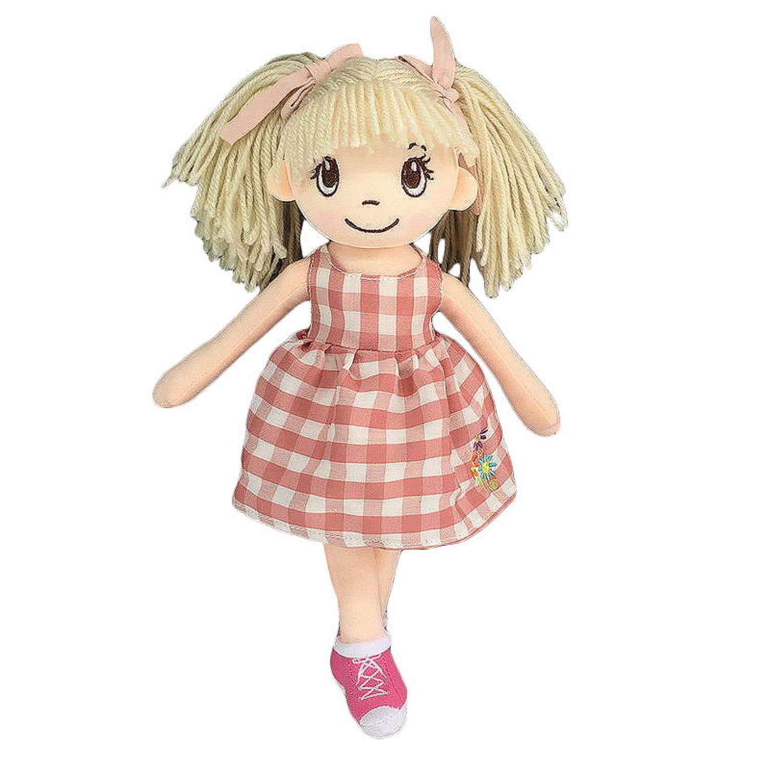 Кукла ABTOYS Мягкое сердце мягконабивная в клетчатом платье 30 см M6045 - фото 2