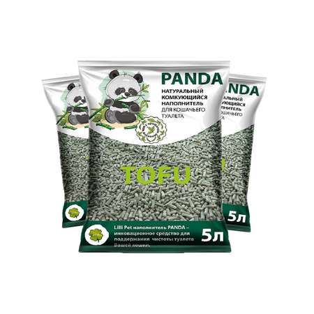 Наполнитель Panda Lilli Pet для кошачьего туалета из Тофу впитывающий запах гипоаллергенный с ароматом зелен чая 15 л