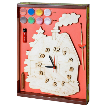 Набор для творчества Нескучные игры Часы с циферблатом Домик с красками
