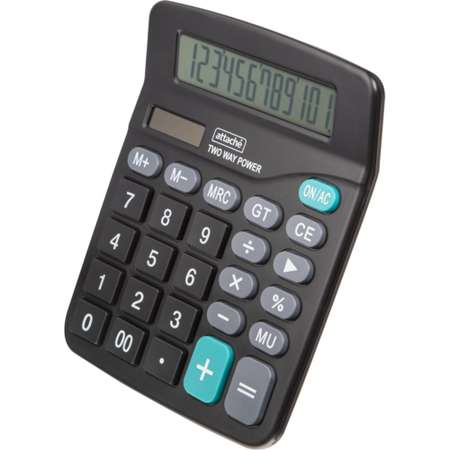 Калькулятор Attache полноразмерный 12ти разрядный черный 1 шт