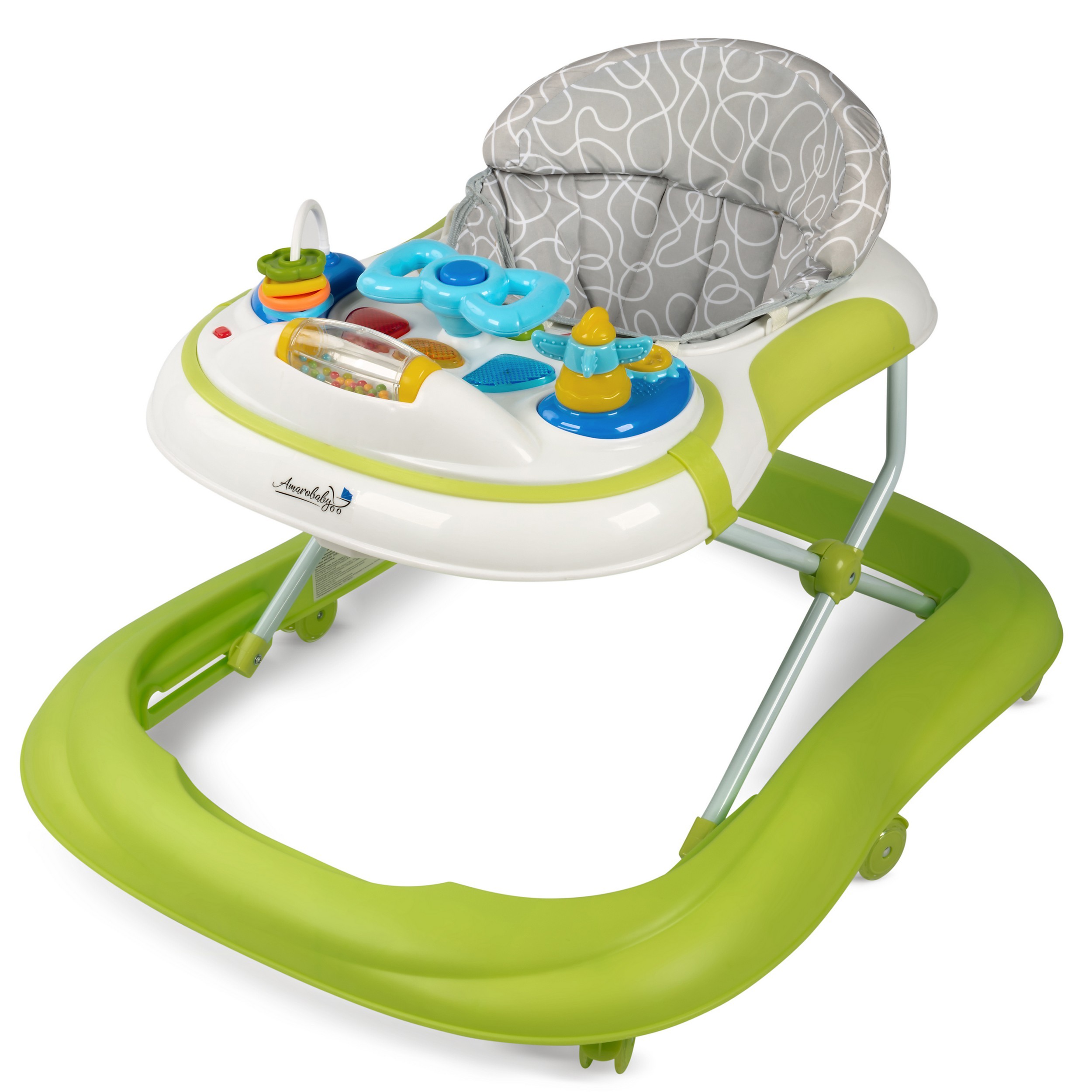 Ходунки Amarobaby Strolling Baby с электронной игровой панелью Зеленый - фото 1