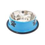 Миска для собак Uniglodis Металлическая с прорезиненным основанием 300 мл голубой