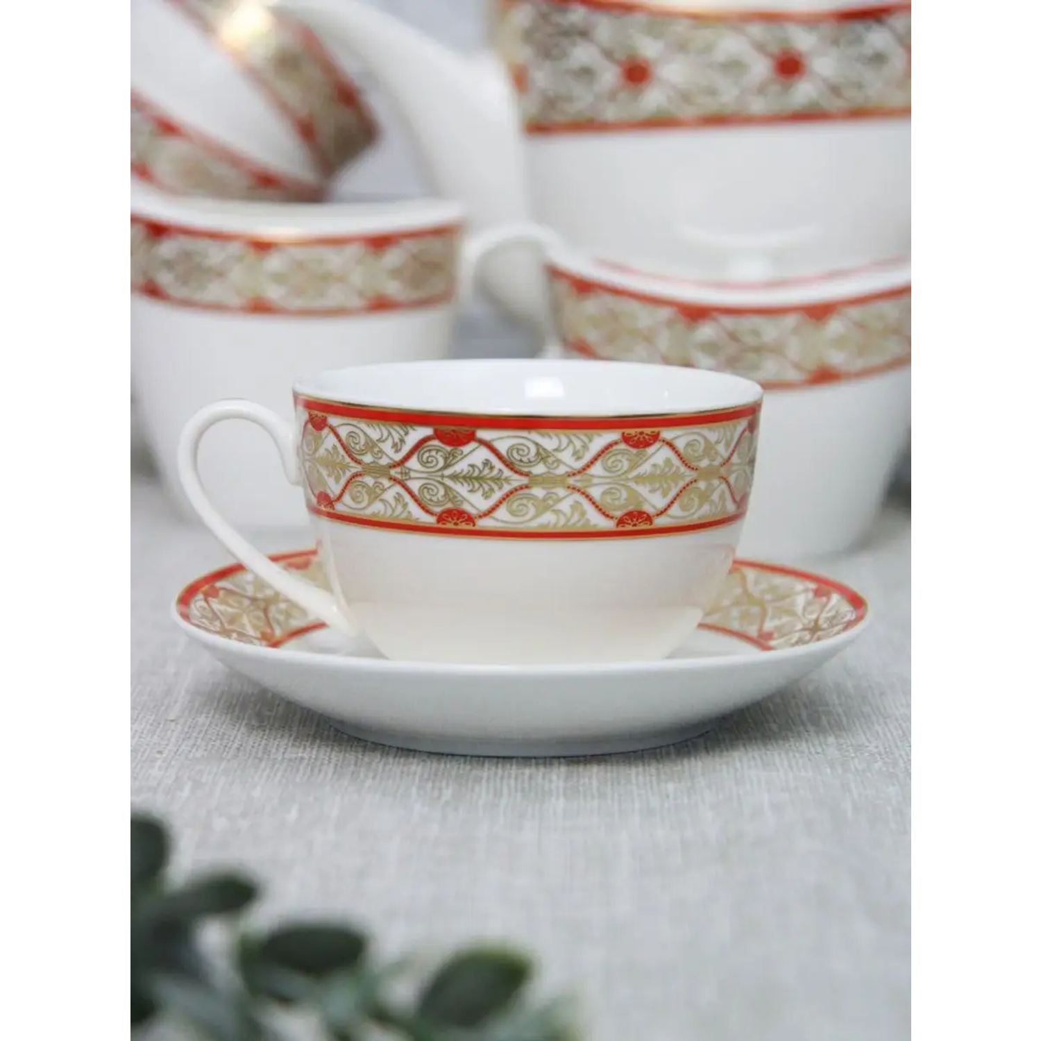 Набор чайный Balsford 17 предметов белый красный с золотом - фото 22