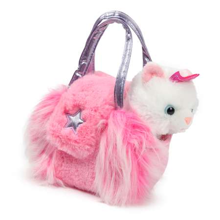 Игрушка мягкая Aurora Кошка  в сумке розовая 210517C