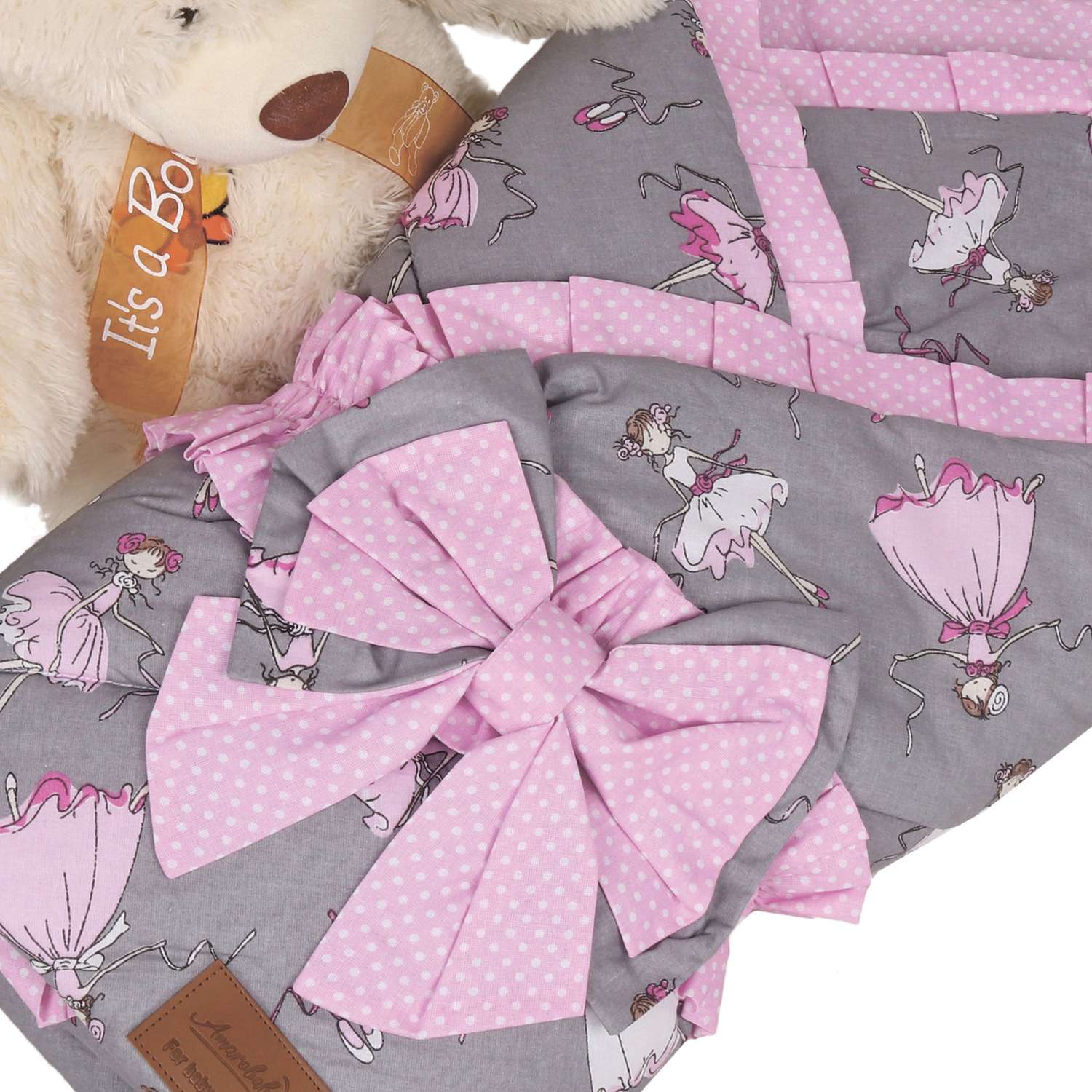 Одеяло AmaroBaby HAPPY Мечта серый розовый - фото 5