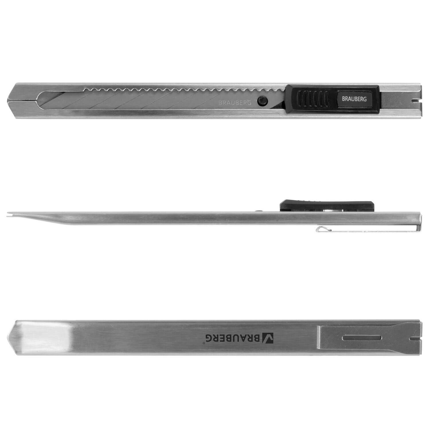 Нож канцелярский Brauberg строительный для резки бумаги металлический 9 мм с автофиксатором - фото 14