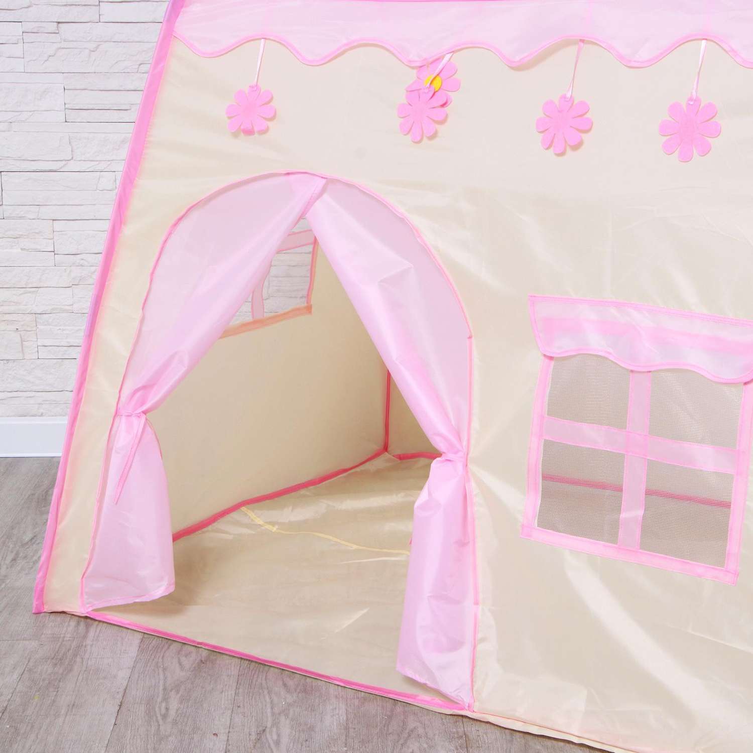 Палатка Zabiaka детская игровая «Домик» розовый 130×100×130 см - фото 4